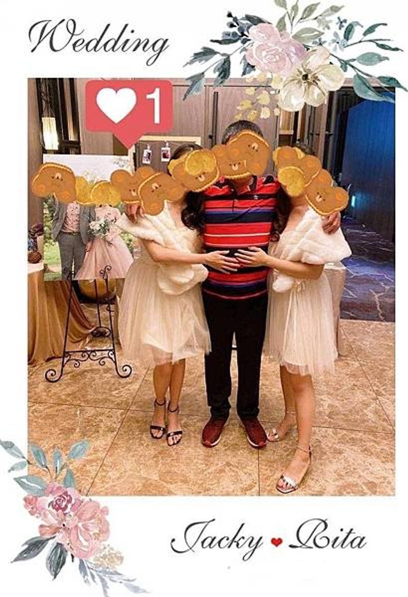 印卡讚 IG 風格圖框拍貼樣張，仿社群貼文版面的婚禮照片